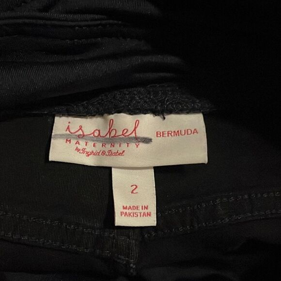 Isabel Maternity Over Belly Bermuda Maternity Jean Cut off Shorts Size 2 Black - Picture 3 of 3